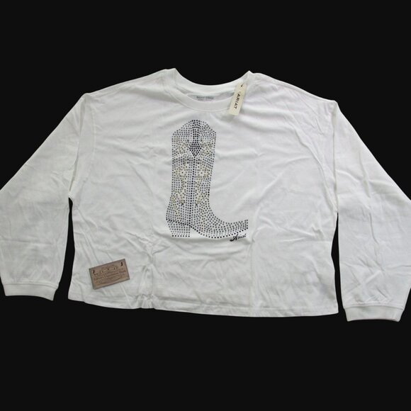 Ariat Women's Long Sleeve Meant For Walking Boot Boxy Crop T-Shirt Cloud Dancer - Picture 2 of 4